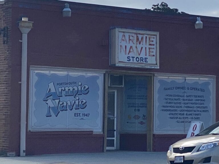 The exterior of the Portsmouth Armie-Navie Store.