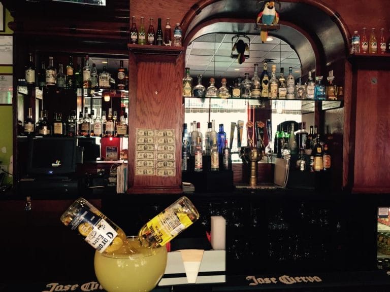 A margarita and view of the bar at Cancun Fiesta in Portsmouth, Virginia A margarita and view of the bar at Cancun Fiesta in Portsmouth, Virginia