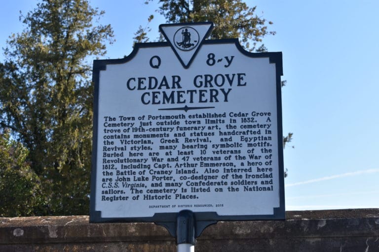 National Register of Historic Places plaque at the Cedar Grove Cemetery