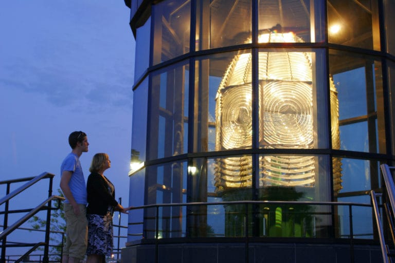 Tourist viewing the beautiful Fresnel Lens in Portsmouth, Virginia