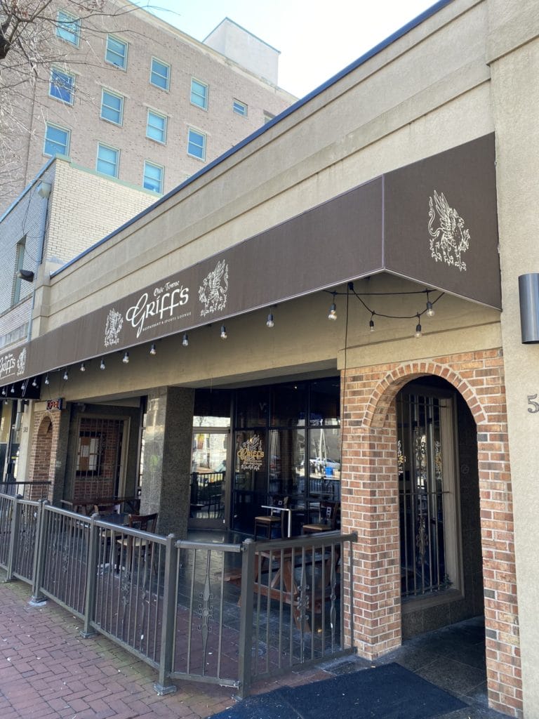 The patio and entrance to Griff’s Restaurant and Sports Lounge Olde Towne in Portsmouth, Virginia The patio and entrance to Griff’s Restaurant and Sports Lounge Olde Towne in Portsmouth, Virginia