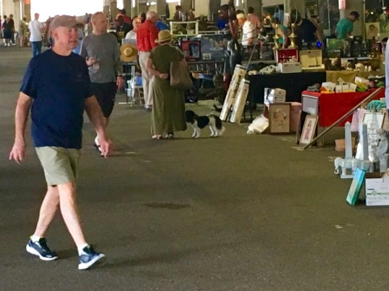 A man strolls through the aisles of the Olde Towne Antiques and Flea Market in Portsmouth, Virginia
