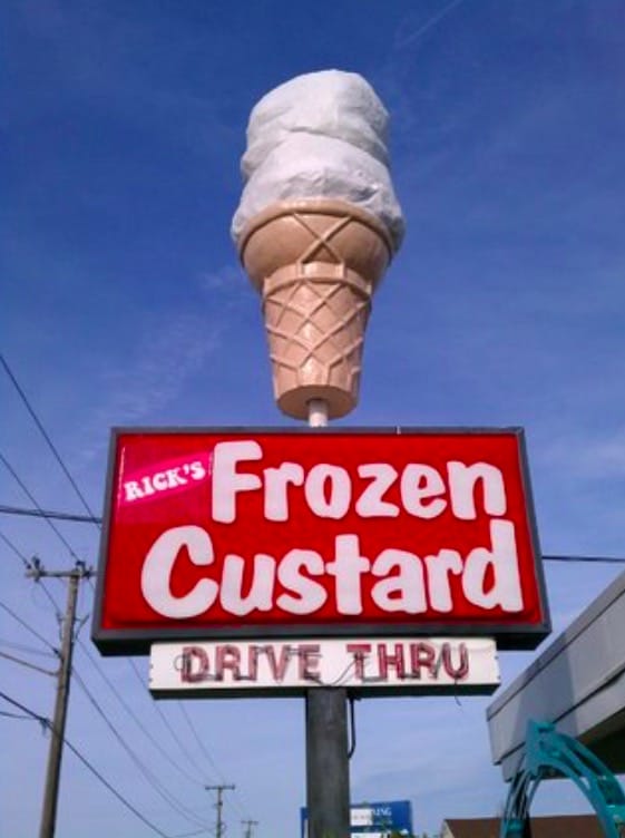 Billboard for Rick's Frozen Custard in Portsmouth, Virginia.