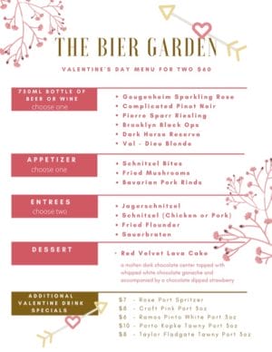 Valentine's Day Special Menu $60 per couple