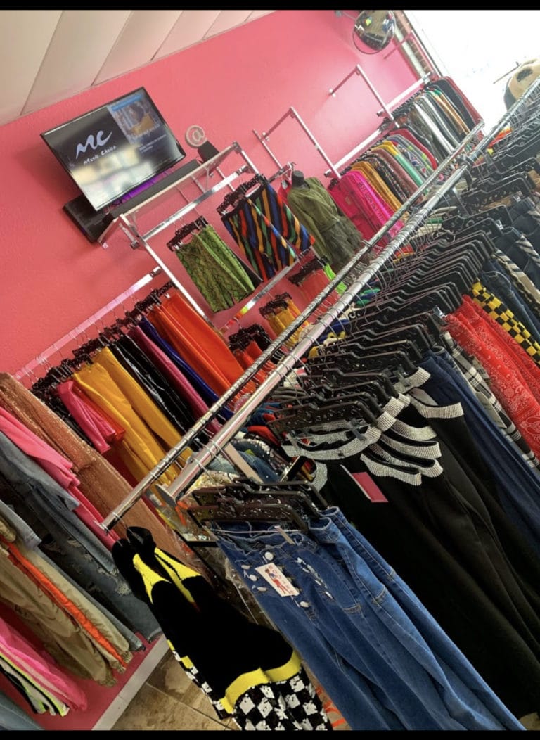 Clothing racks inside Boujee, a store in Portsmouth, Virginia