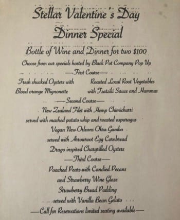 Stellar Wine Valentine's Day Menu Special