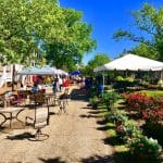 Looking from the street to the festival area