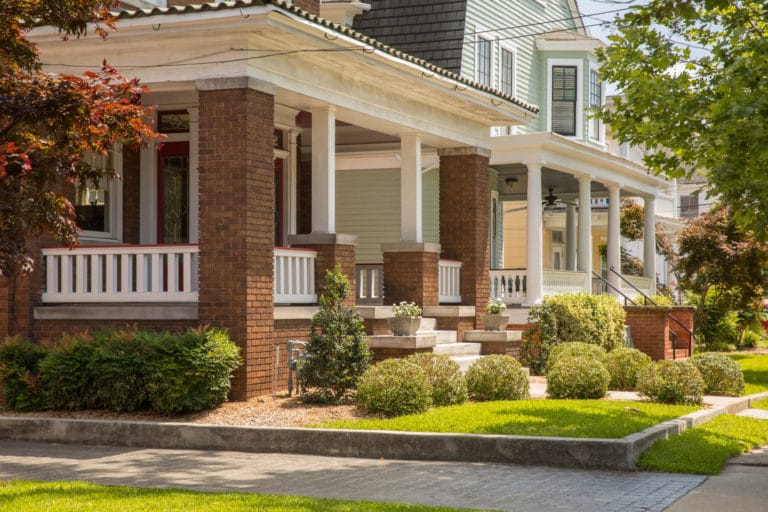Street view of homes in Park View Historic District Portsmouth Virginia