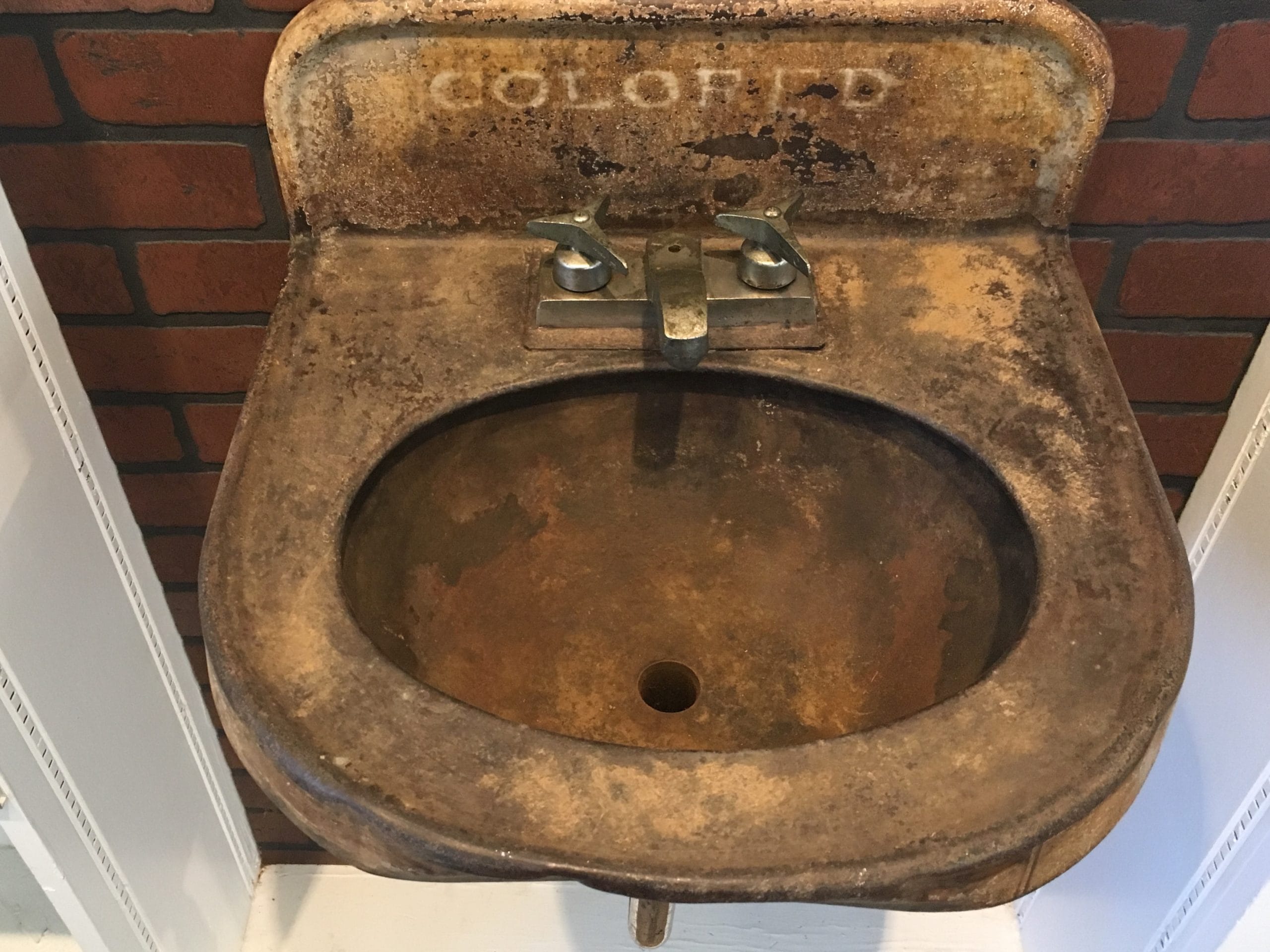 "Colored" sink on display at Portsmouth Community Colored Library