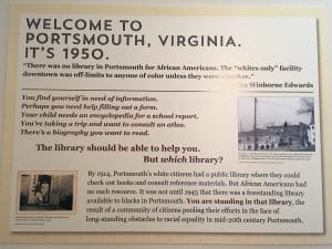 Museum Entrance Sign explaining Colored Library in Portsmouth