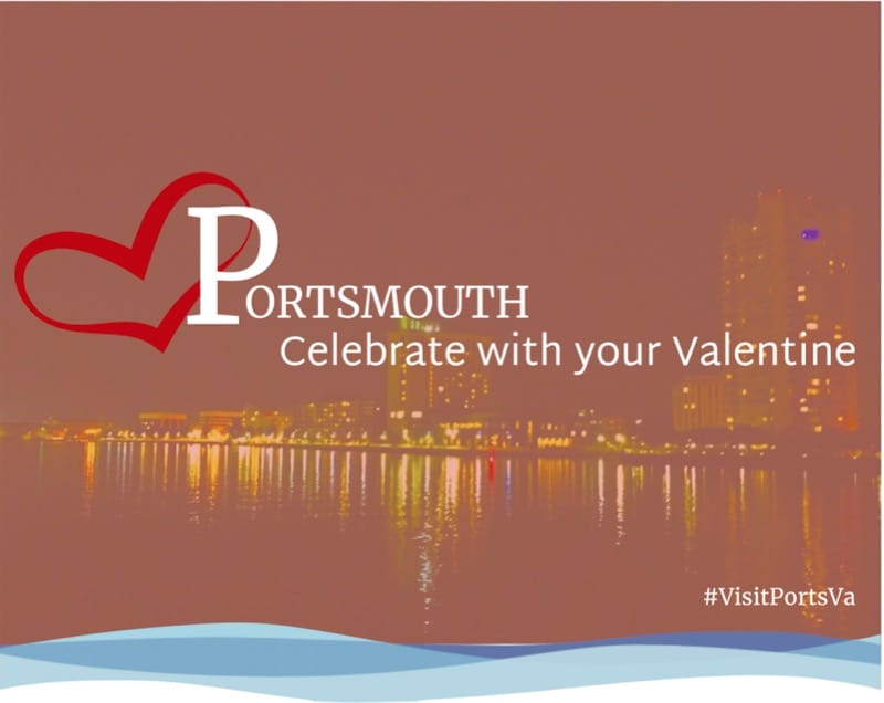 Portsmouth Skyline with Valentine's Day text