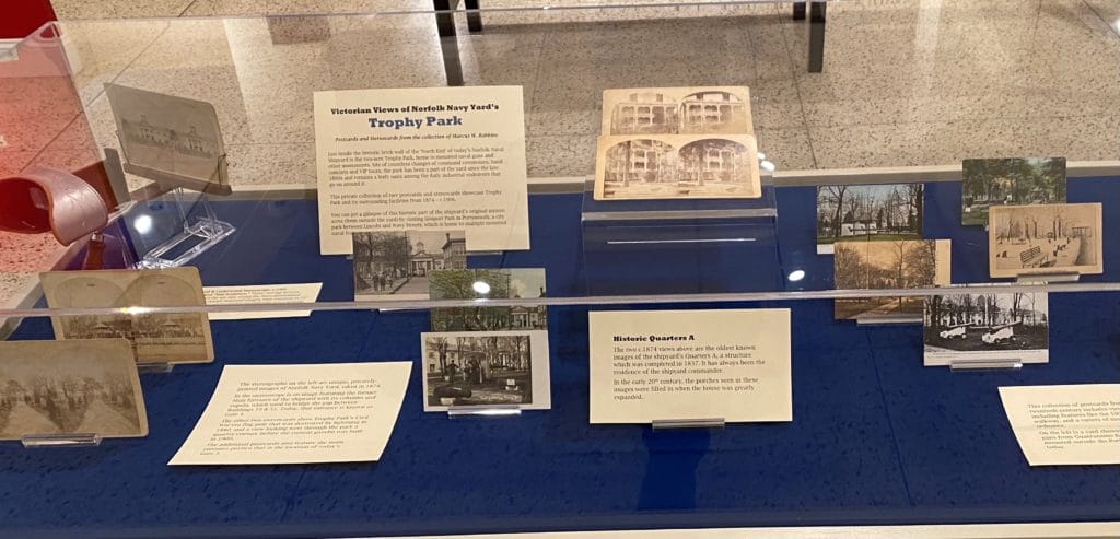 Display case of postcard exhibit