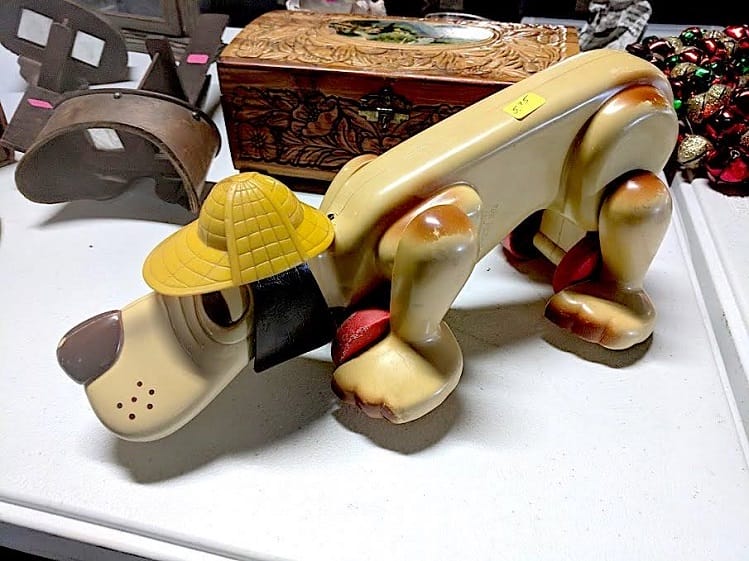 A vintage toy dog for sale at the Olde Towne Antiques and Flea Market in Portsmouth, Virginia