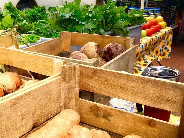 Baskets of produce at the Olde Towne Portsmouth Farmers Market Baskets of produce at the Olde Towne Portsmouth Farmers Market