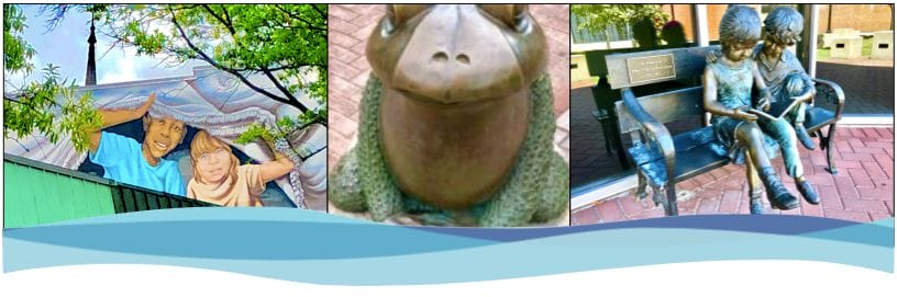 Mural and Statues from Portsmouth Public Art Collection