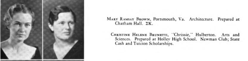 High school Photo of Mary Ramsay Brown Channel. A Female Portsmouth Virginia Architect