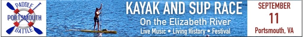 Horizontal banner ad for the Portsmouth Virginia Paddle Battle Rowing Race