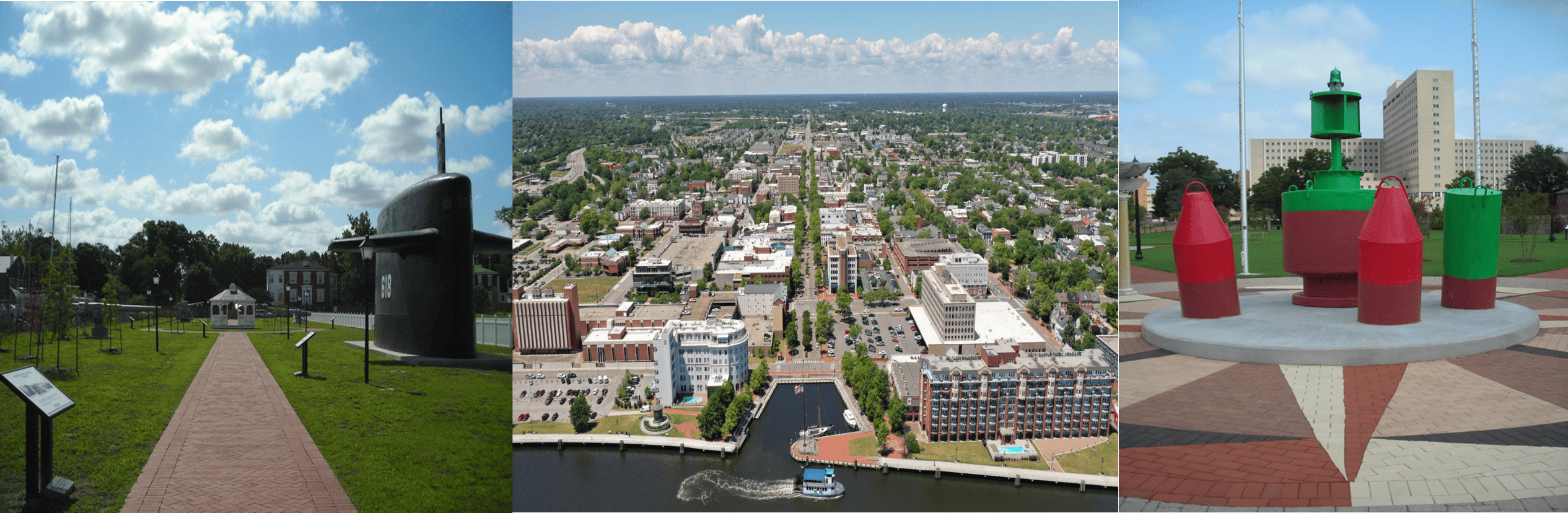 Collage of Portsmouth, Virginia parks and cityscapes 