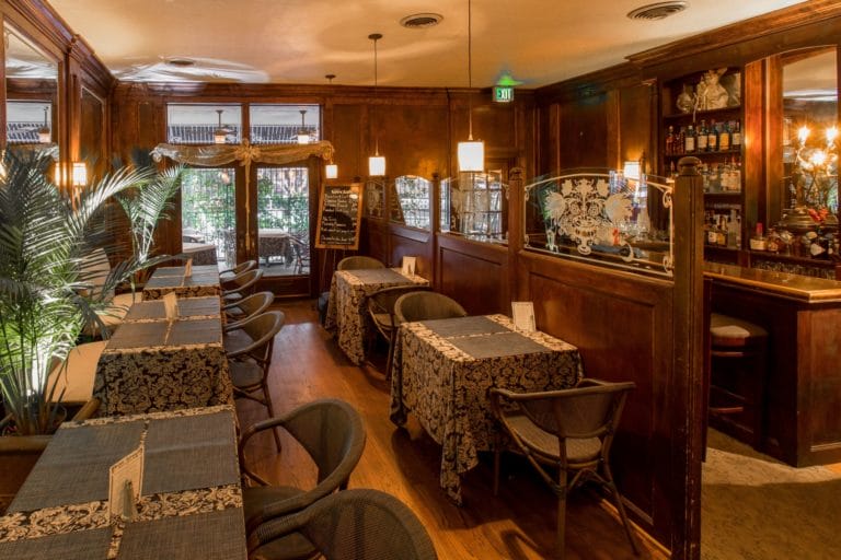 Dining area and bar in Café Europa in Portsmouth, Virginia