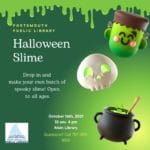 Flyer for Halloween slime-making event in Portsmouth, Virginia