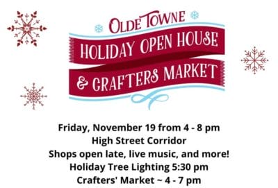 Promotional flyer for the Olde Towne Crafters Market