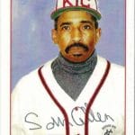 Signed baseball card featuring former player Sam Allen