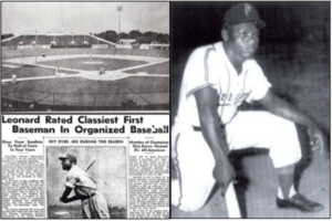 Historic newspaper clipping featuring baseball player Buck Leonard
