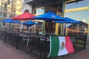 Umbrellas on back patio of Guad's Mexican Restaurant in Portsmouth, Virginia