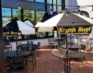 Outdoor patio at Legend Brewing in Portsmouth, Virginia