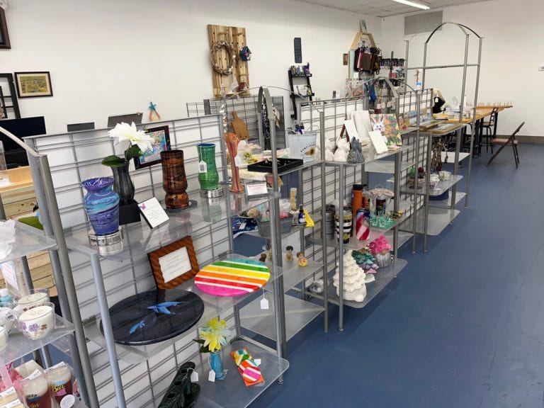 Work from various local artists on display at a craft store in Portsmouth Virginia