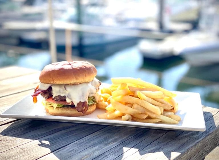 A burger and fries served at Longboard's Bar & Grill in Portsmouth, Virginia