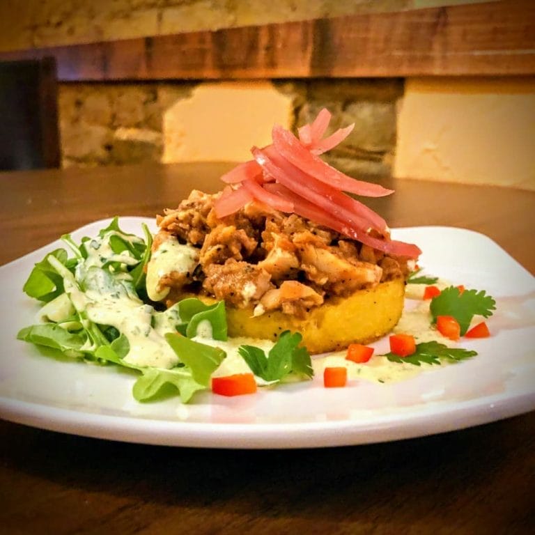 A flavorful tapas dish served at Still Worldly Eclectic Tapas in Portsmouth, Virginia A flavorful tapas dish served at Still Worldly Eclectic Tapas in Portsmouth, Virginia