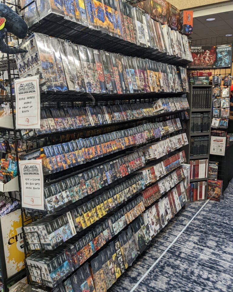 A shelf of games at Atlantis Games & Comics in Portsmouth, Virginia A shelf of games at Atlantis Games & Comics in Portsmouth, Virginia