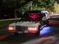 photo of a Flamed Cadillac Hearse at the Olde Towne Ghost Walk in Portsmouth Virginia