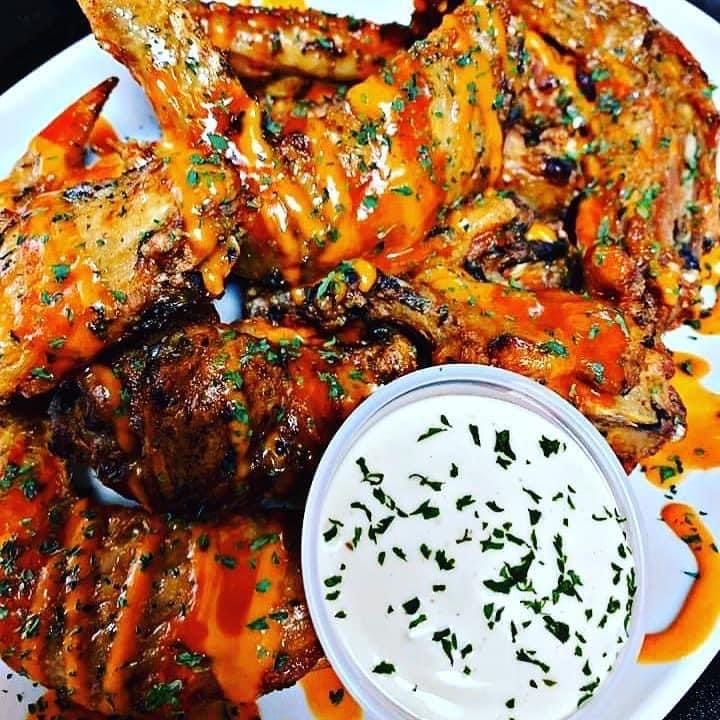 Wings and ranch at The High Cigar Lounge in Portsmouth, Virginia