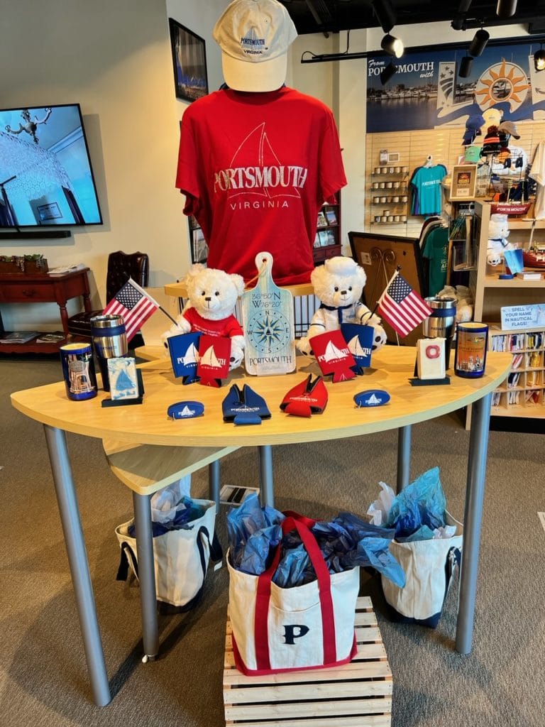 Souvenirs available for purchase in the Portsmouth Welcome Center in Portsmouth, Virginia Souvenirs available for purchase in the Portsmouth Welcome Center in Portsmouth, Virginia
