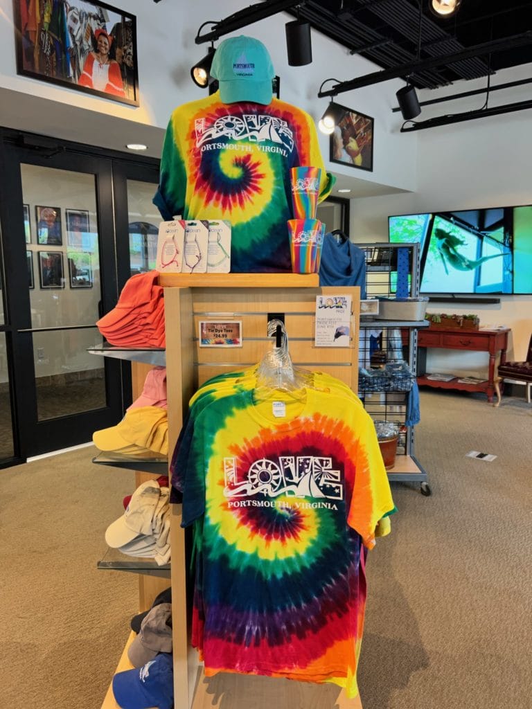 Tie dye shirts for sale in the Portsmouth Welcome Center in Portsmouth, Virginia Tie dye shirts for sale in the Portsmouth Welcome Center in Portsmouth, Virginia