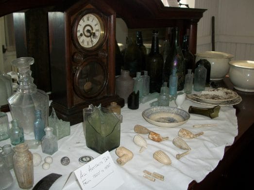 Image of artifacts found at the Hill House Museum in Portsmouth, Virginia