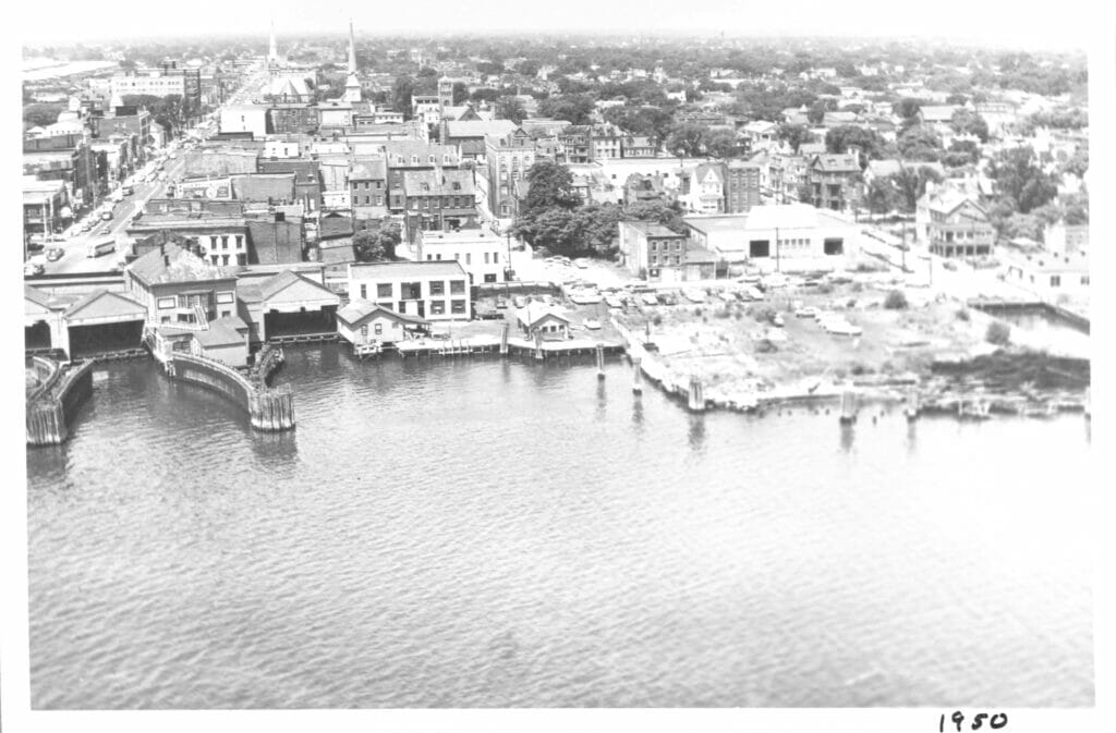 High Street Ferry Docks in Portsmouth, Virginia in the 1950s