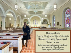 Braidfoot standing inside of the Historic Trinity Episcopal Church in Olde Towne Portsmouth, VA.