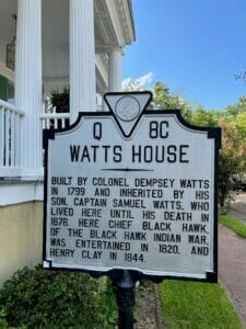 Image of a Historical Black and white marker outside of the Watts House in Portsmouth, VA