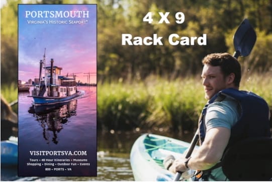 Rack Card Icon Rack Car front cover with kayaker